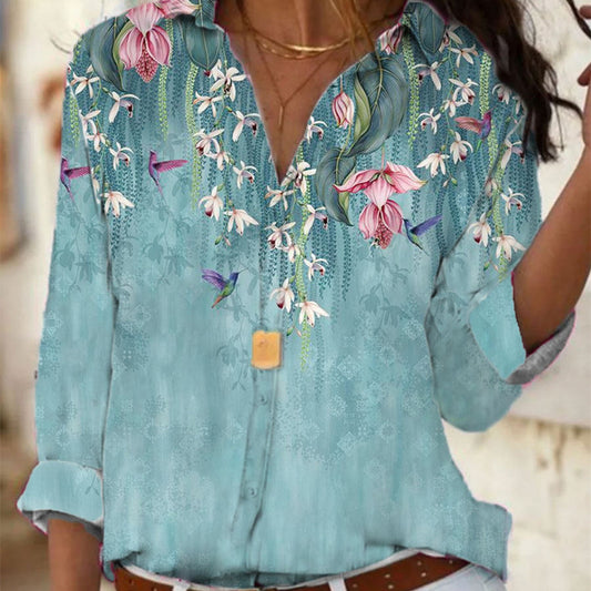 Camisa Suelta con Solapa y Botón Simple para Mujer - Image 2