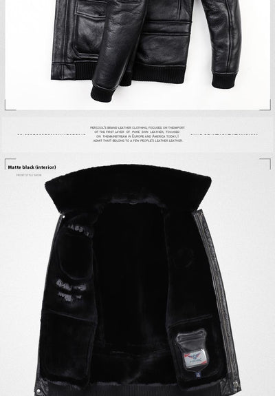 Chaqueta de Cuero Estilo Aviador para Hombre - Image 14