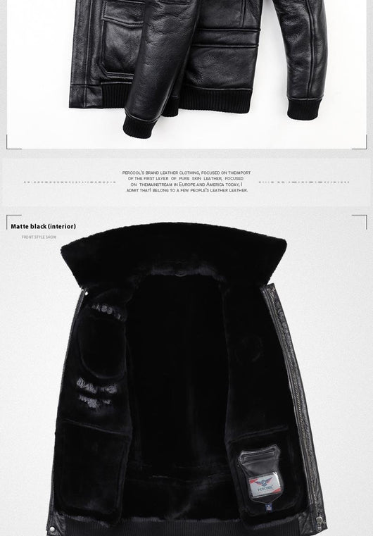 Chaqueta de Cuero Estilo Aviador para Hombre - Image 14