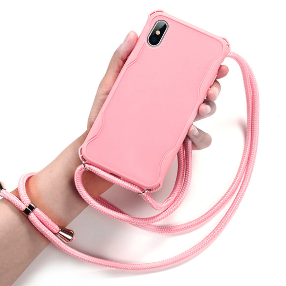 Funda de Celular Apple con Cadena Colgante en Colores Caramelo