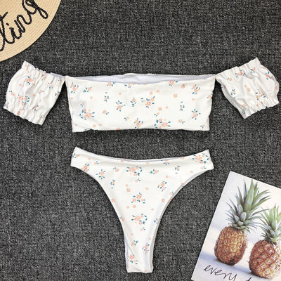 Traje de baño de dos piezas con mangas y estampado para mujer - Image 10
