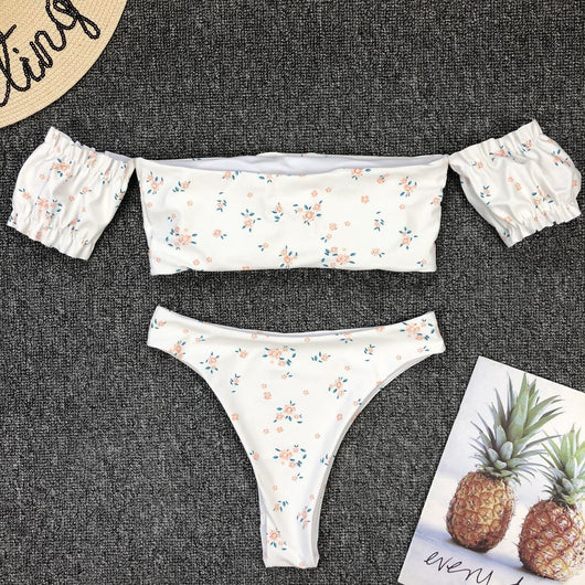 Traje de baño de dos piezas con mangas y estampado para mujer - Image 10
