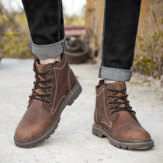 Botas de Cuero Vintage para Hombre - Estilo Clásico Robusto - Image 12