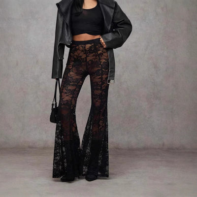 Pantalones Acampanados de Cintura Alta con Encaje para Hombre y Mujer - Image 3