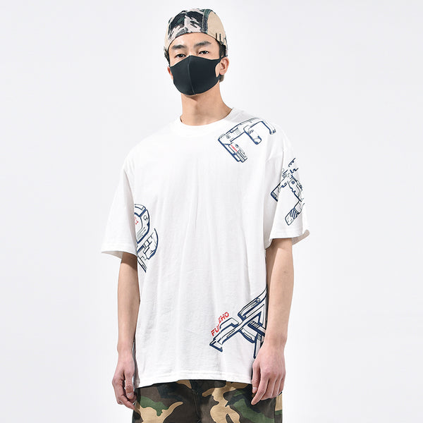Camiseta de Algodón con Letras 3D Irregulares Estampadas
