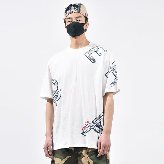 Camiseta de Algodón con Letras 3D Irregulares Estampadas