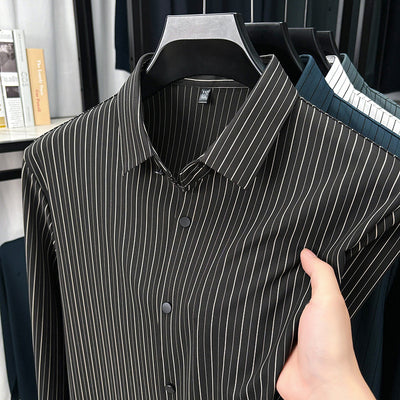 Camisa de Rayas Verticales para Hombre - Primavera y Otoño - Image 7