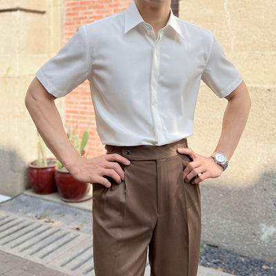 Camisa Slim Fit Manga Corta para Hombre - Estilo Business Casual - Image 7