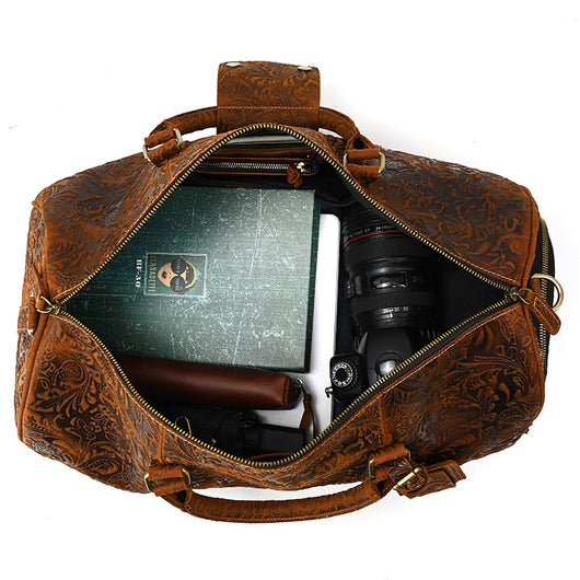 Bolsa de Viaje en Cuero Premium con Estampado Vintage - Image 10
