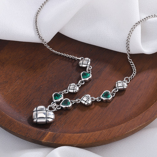 Collar Cadena Clavícula Circonio Verde Estilo Trendy Mujer - Image 10