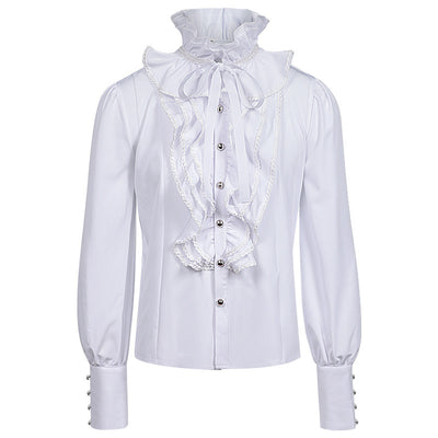 Camisa Plisada Steampunk Victoriana para Hombre con Capas - Image 8