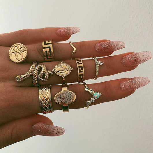Set de 10 Anillos Diseño Diamante
