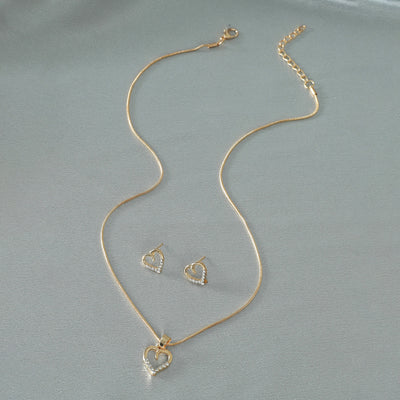 Conjunto de Collar y Aretes Corazón de Circón - Cadena Elegante para Suéter - Image 4