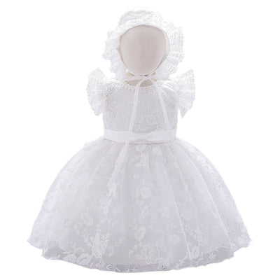 Vestido de Princesa Blanco Infantil con Encaje para Bodas - Image 3