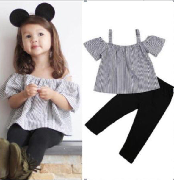 Conjunto Infantil Verano: Blusa Tirantes Rayas y Pantalón Corto