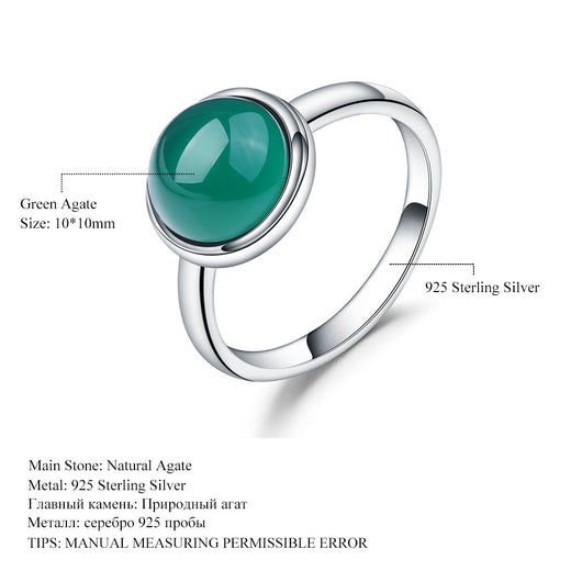 Anillo de Ágata Verde Natural - Diseño Minimalista para Mujer - Image 5