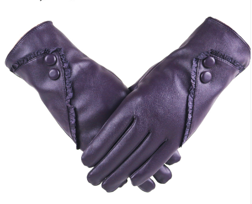 Guantes de Cuero PU para Mujer con Encaje y Botones - Image 3