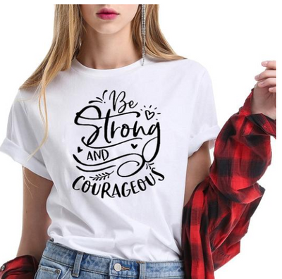 Camiseta Mujer Sé Fuerte y Valiente - Estilo Urbano Manga Corta - Image 8
