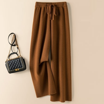 Pantalón Ancho de Lana Gruesa Cintura Alta Efecto Caída - Image 10