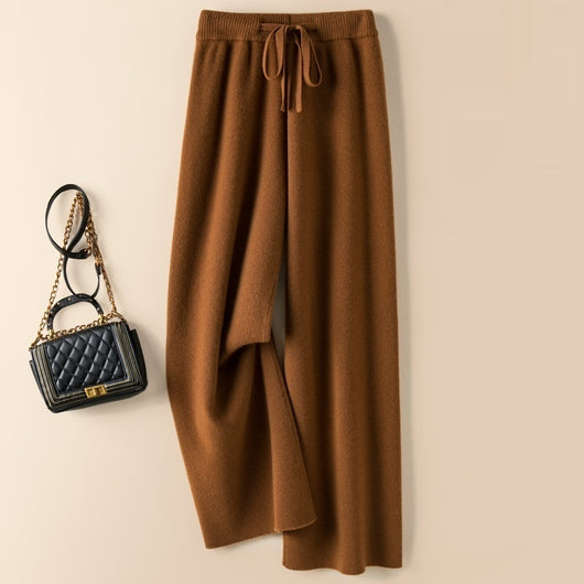 Pantalón Ancho de Lana Gruesa Cintura Alta Efecto Caída - Image 10