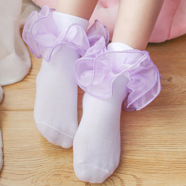 Calcetines de Tubo Medio en Algodón con Encaje 3D para Niños