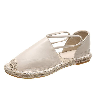 Zapatos Pescador Planos Tejidos en Paja con Punta Redonda