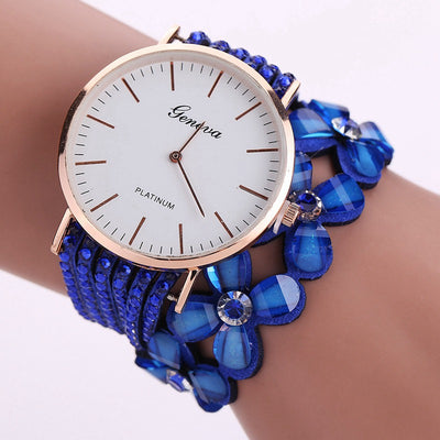 Reloj Elegante Geneva Flores para Mujer - Pulsera Cuarzo Diamantes Cristal - Image 5