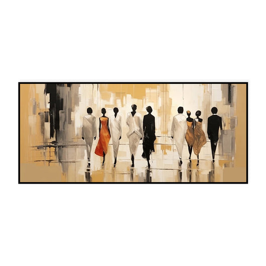 Cuadro Abstracto Moderno Personas en la Calle - Pintura al Óleo Minimalista para Sala de Estar - Image 6