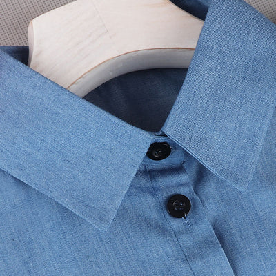 Cuello Falso Denim Retro Estilo Coreano - Blusa Versátil Otoño Invierno - Image 5