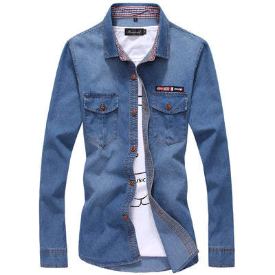 Camisa Denim Tricolor Juvenil Talla Grande para Hombre - Image 6