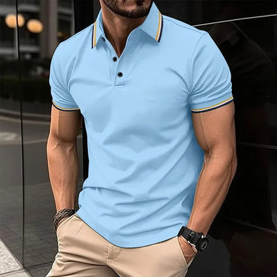 Polo Casual Holgado de Manga Corta Liso para Hombre - Image 48