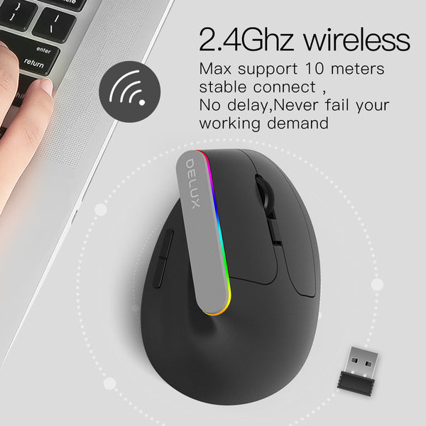 Ratón Ergonómico RGB Inalámbrico Vertical M618C