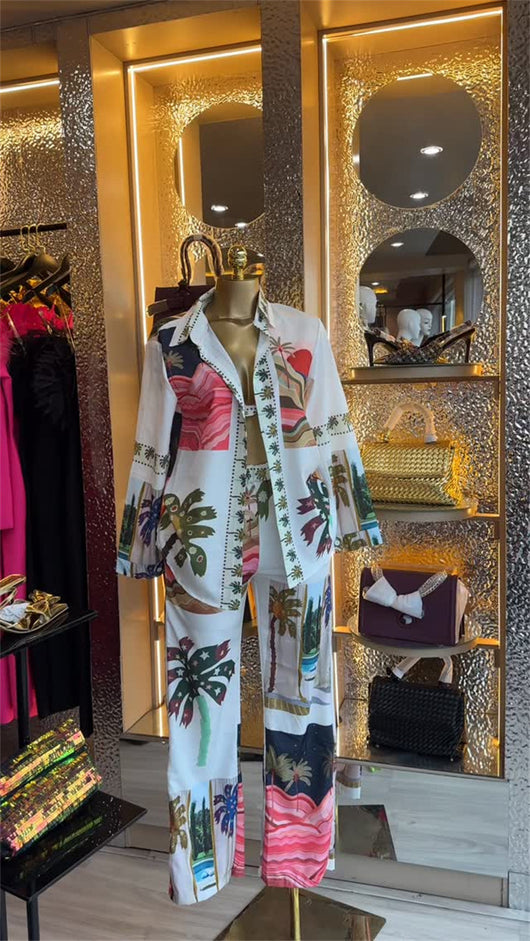 Conjunto de 3 Piezas: Blusa Estampada Manga Larga, Bralette y Pantalón Ancho - Image 18