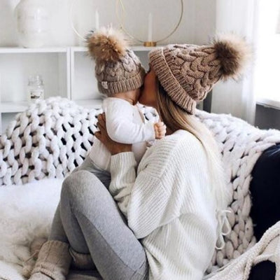 Gorro Tejido Cáñamo Familia - Diseño Coordinado Padre e Hijo