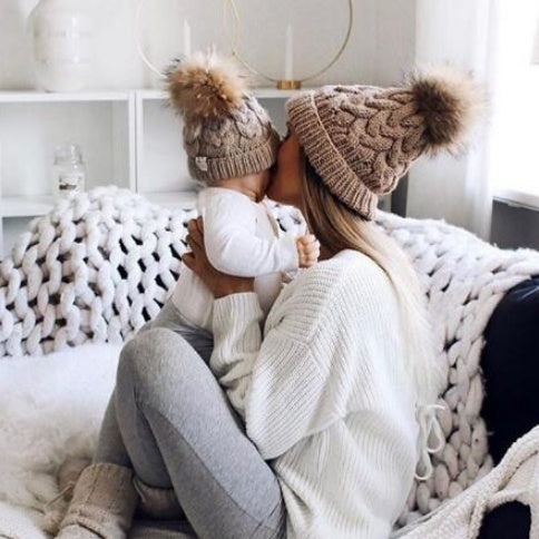 Gorro Tejido Cáñamo Familia - Diseño Coordinado Padre e Hijo