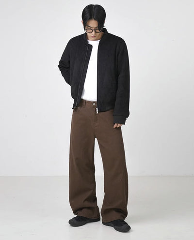 Pantalones Rectos de Algodón Lavado Estilo Retro en Marrón - Image 18