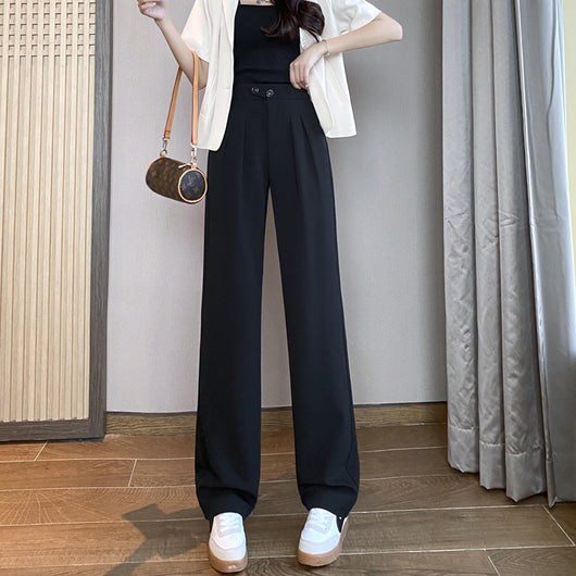 Pantalón Ancho Cintura Alta con Drapeado Elegante - Image 4