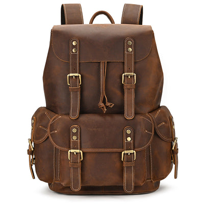 Mochila de Viaje Cuero Crazy Horse Capacidad Jumbo con Solapa Frontal - Image 21
