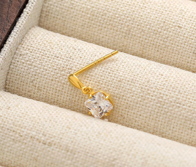 Aretes de Plata 925 Elegantes con Diamante Cuadrado en Forma de Gota - Image 6