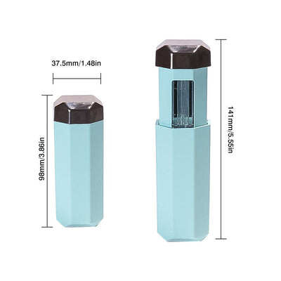 Portable UVC germicidal wand with an octagonal light blue body and a dark brown cap, featuring visible UVC bulbs. - Image 5