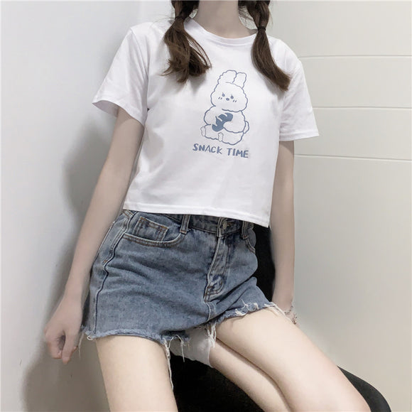 Playera Crop Top Corta de Cintura Alta para Mujer