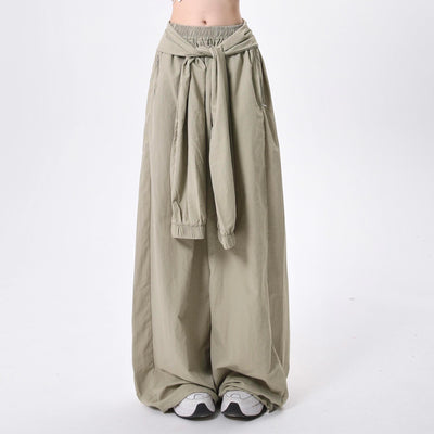 Pantalones Casuales Retro con Cordones y Diseño Clásico de Color Sólido - Image 2