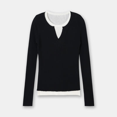 Suéter Ajustado Doble Textura con Cuello Redondo en Lana Merino - Image 7