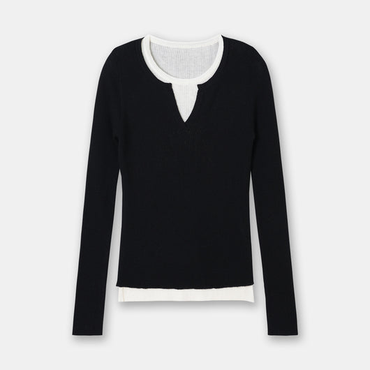 Suéter Ajustado Doble Textura con Cuello Redondo en Lana Merino - Image 7