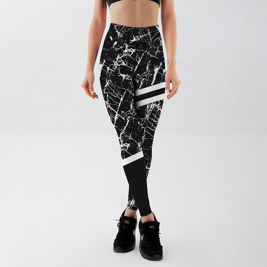 Leggings de Yoga con Estampado de Mármol Blanco y Negro - Image 11