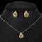 Water drop zircon earrings necklace Set Yellow