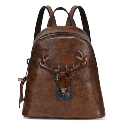 Mochila Vintage de Cuero Genuino - Estilo Retro Doble Compartimento