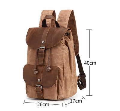 Mochila de Viaje Impermeable Cuero Crazy Horse y Lona para Hombre - Image 15