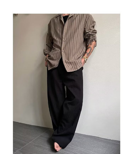 Pantalones Anchos Plisados con Textura para Hombre - Image 17