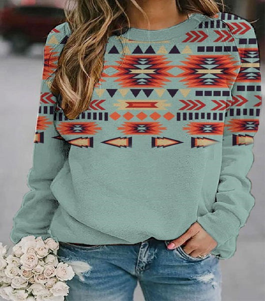 Sudadera Étnica Retro Occidental con Estampado Geométrico para Mujer - Image 6